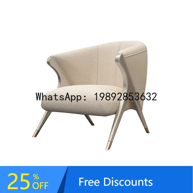 

YFY American Modern Light Luxury Solid Wood Single Sofa Chair Cream Style Designer Lazy Leisure Chair