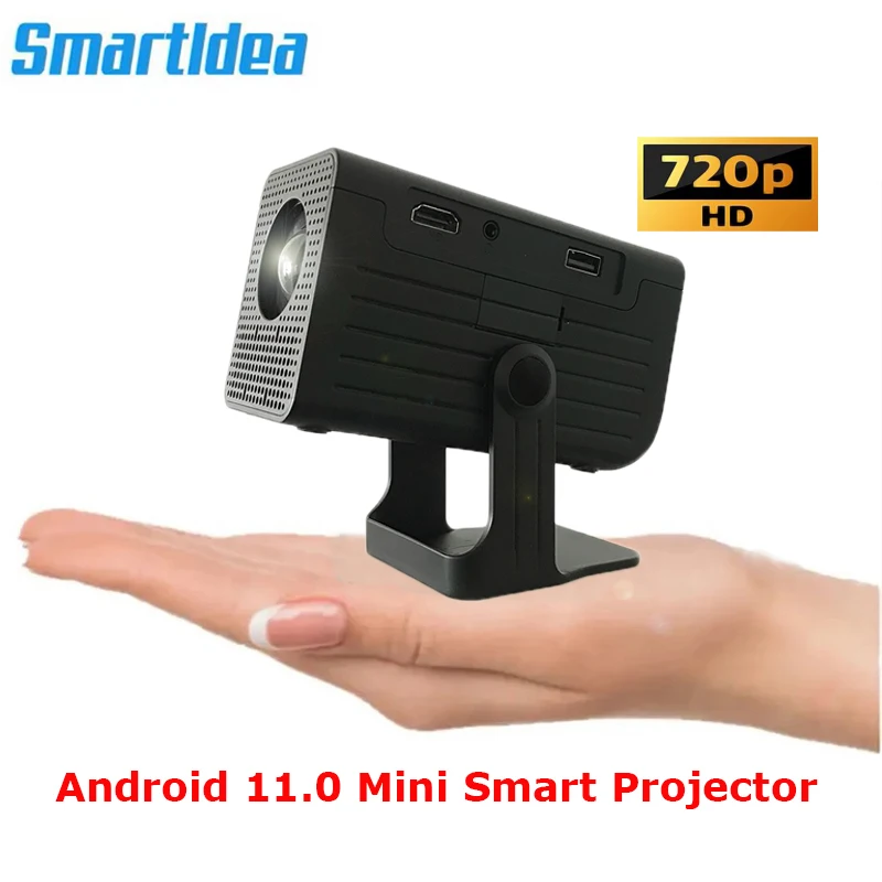 Smartldea Ultra miniโปรเจคเตอร์สมาร์ทandroid11.0 5G wifi Bluetooth Auto Keystone LED HD 720Pโปรเจคเตอร์Miracast Airplay