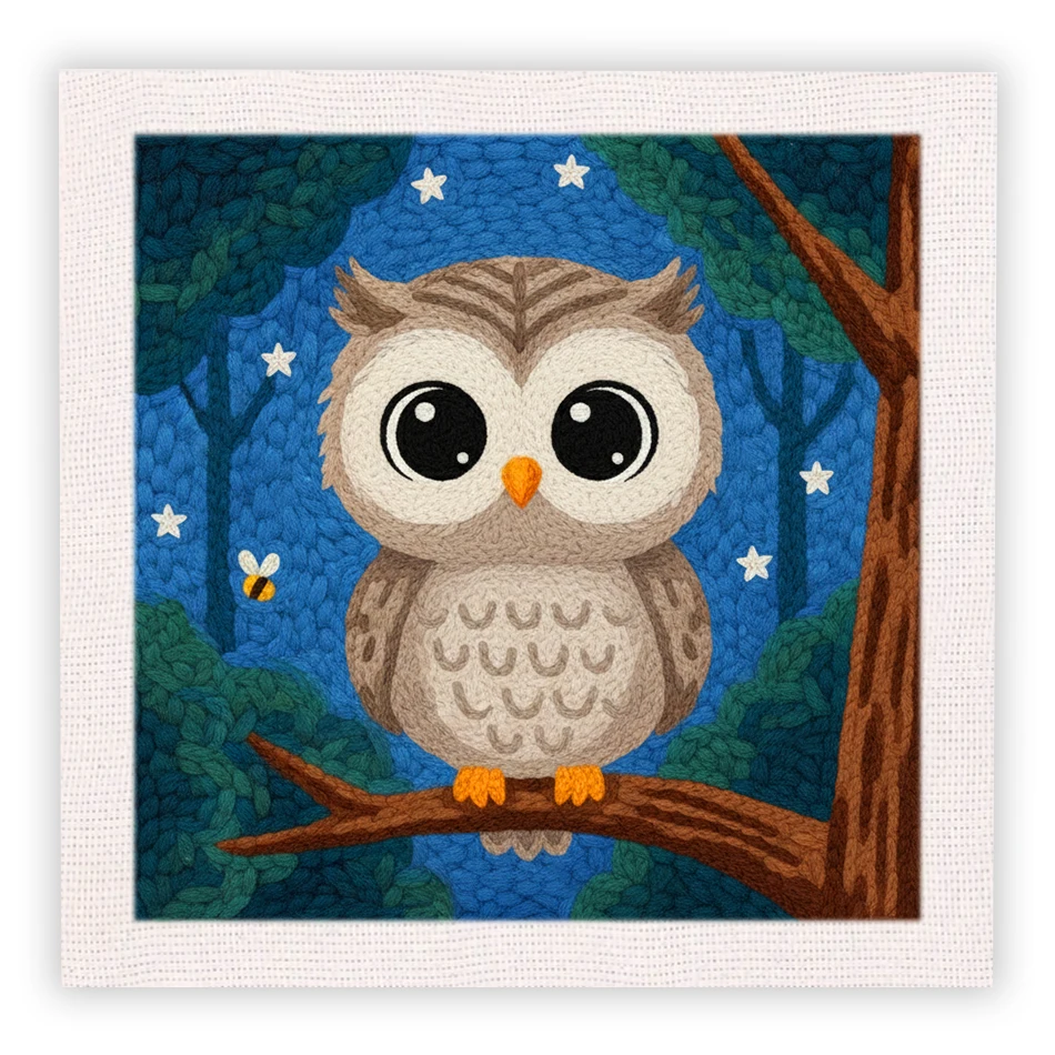 

Owl Animal Punch Needle Embroidery Kit for Beginners Wool Poke Embroidery Set Cross Stitch Set Craft Art Gift Home Decor