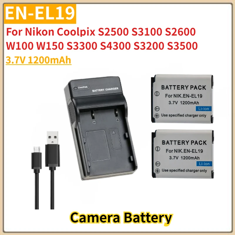 EN-EL19 EN EL19 Аккумулятор для камеры 3,7 В 1200 мАч для камеры Nikon Coolpix S2500 S3300 S4300 S3100 S2600 W100 W150 S3200 Высокое качество EN-EL19 EN EL19 Аккумулятор для камеры 3,7 В 1200 мАч для камеры Nikon Coolpix S2500 S3300 S4300 S3100 S2600 W100 W150 S3200 Высокое качество