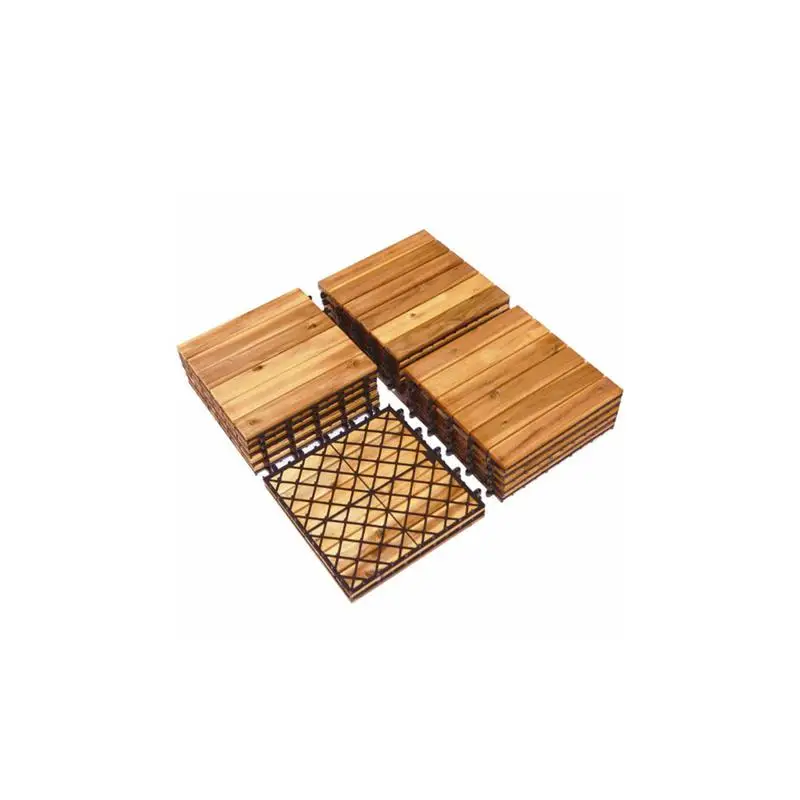 

27 Multi-Functional Outdoor Floor Tiles, 12"x12" Interlocking Wood Terrace Tiles for Patio or Balcony Use