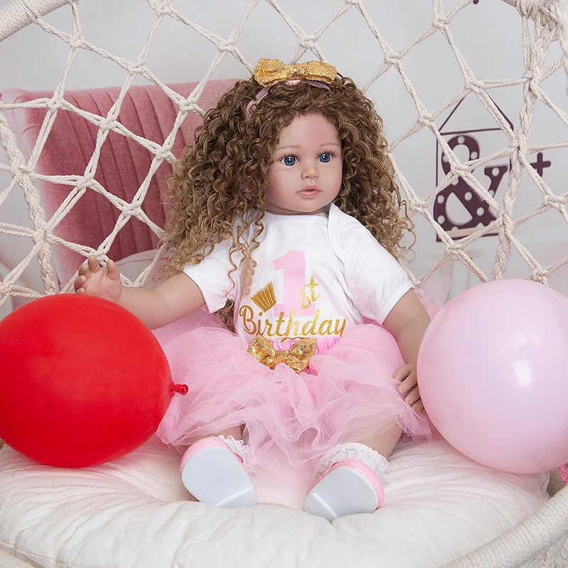 60CM Reborn Lifelike Soft Touch Popular Cute Finished with Rooted Blonde Hair High Quality Handmade Collectible Doll