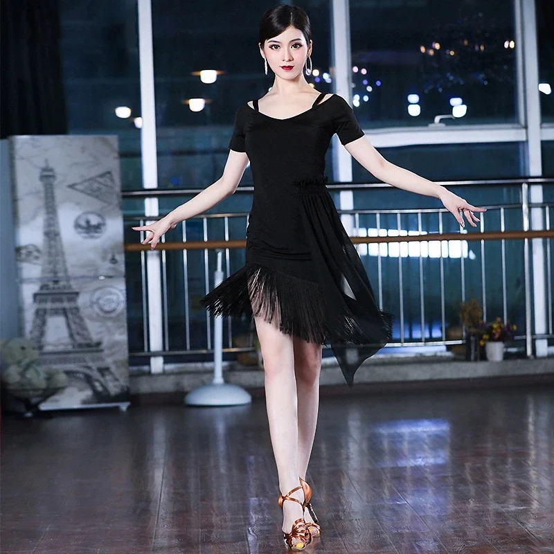 

Tassel Modern Dance Clothing Performance Latin Dance Skirt Contest Long Dresses for Women Practise Sexy Lace Dress Wear Line Use