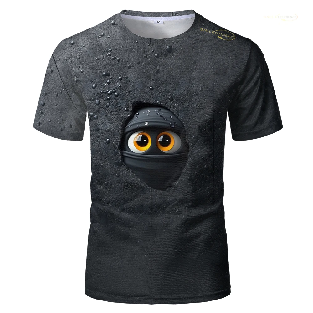 Different Dimension Breaking Space Little Ninja 3D Printed Pattern T-shirt Men's And Women's Casual T-shirt Parent-child Wear