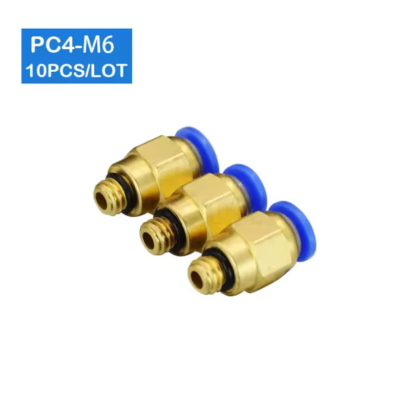 10pcs PC4-M6 Pneumatic Fittings 4mm to M6 Male Straight One Key Quick Release High Quality for CR-10 3D Printer Parts