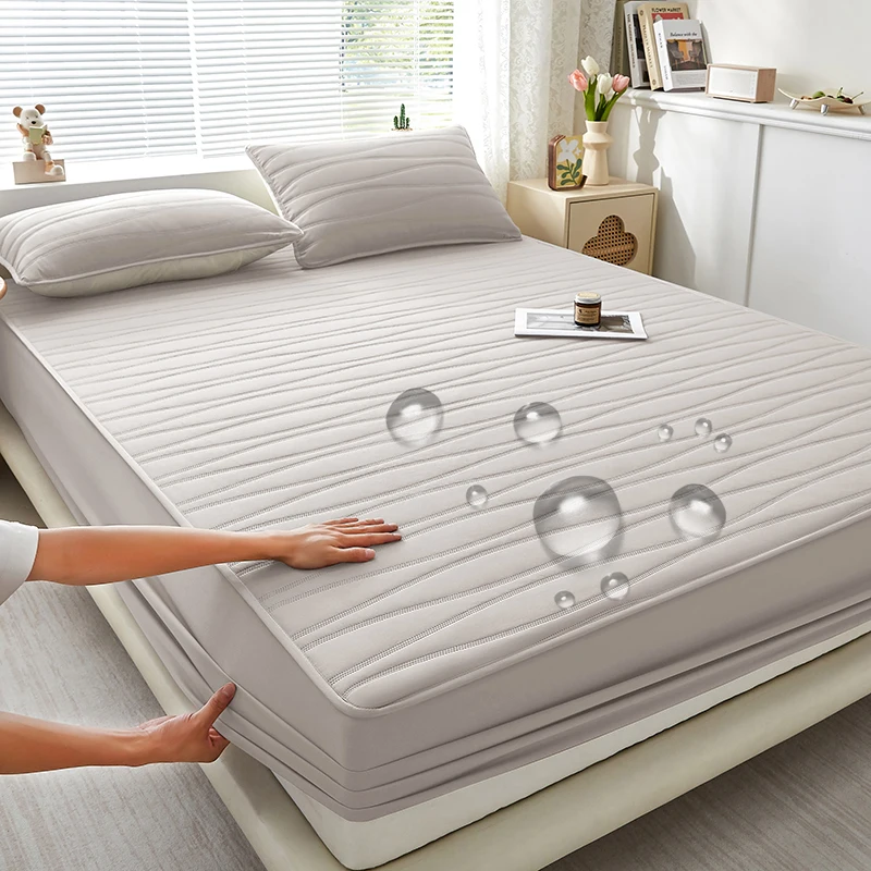 Multiple Sizes of 1pc Waterproof and Thickened Mattress Protector Single/double/king/extra-king Size Fitted Sheets 140/160/200cm