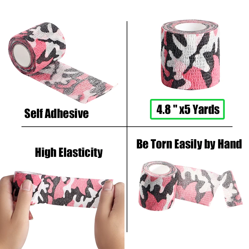 Pink Tape Tattoo Handle Bandage Anti-slip Athletic Nonwoven Waterproof Disposable Self-adhesive Elastic Bandage 5/10/15/20PCS