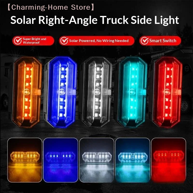 【M】Solar Powered LED Warning Light LED Strobe Anti-collision Safety Lamp Wireless Side Mark Light For Car SUV Trailer Truck