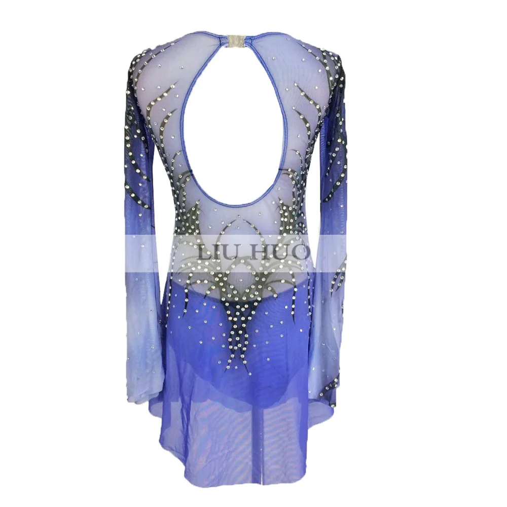 LIUHUO robe de patinage artistique femmes filles Performance sur glace Costume de gymnastique compétition justaucorps danse Ballet violet adolescents enfant
