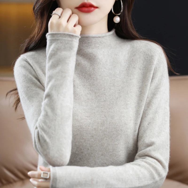 SZDYQH Hot Sale Autumn Winter Women\'s Sweater 100% Merino Wool Knit Pullover Female Bottoming Shirt Loose Tops Women Clothes