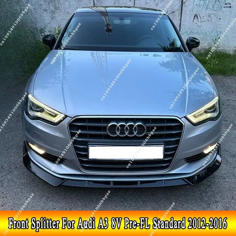 

For Audi A3 8V Standard Pre Facelift (Not For S-Line S3) 2012-2016 Front Bumper Lip Spoiler Splitter Diffuser Cover Guard Tuning