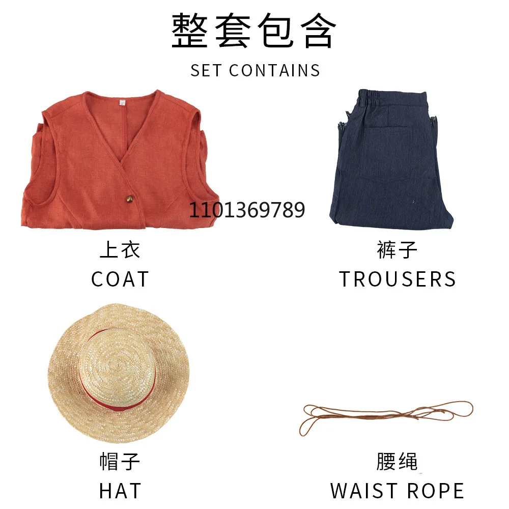 One Piece Cosplay Costume for Men Luffy Cosplay Vest with Straw Hat Halloween Performance Outfit Realistic Version Sexy Cosplay