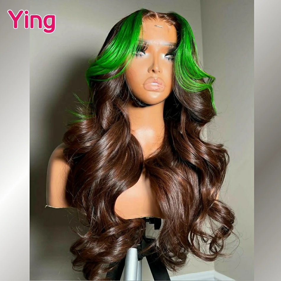 Body Wave Hoogtepunt Bruin Groen Gekleurde 12A Lace Front 13x4 13x6 Menselijk Haar Pruik Preplucked Peruaanse 5x5 Sluiting Pruiken Voor Zwart W