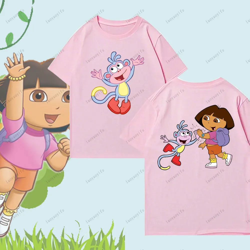 تي شيرت دورا ذا اكسبلورر بنمط كرتوني لطيف تي شيرت مريح ذو طابع شخصي للجنسين والنساء والرجال تي شيرت موضة الشارع Harajuku #4