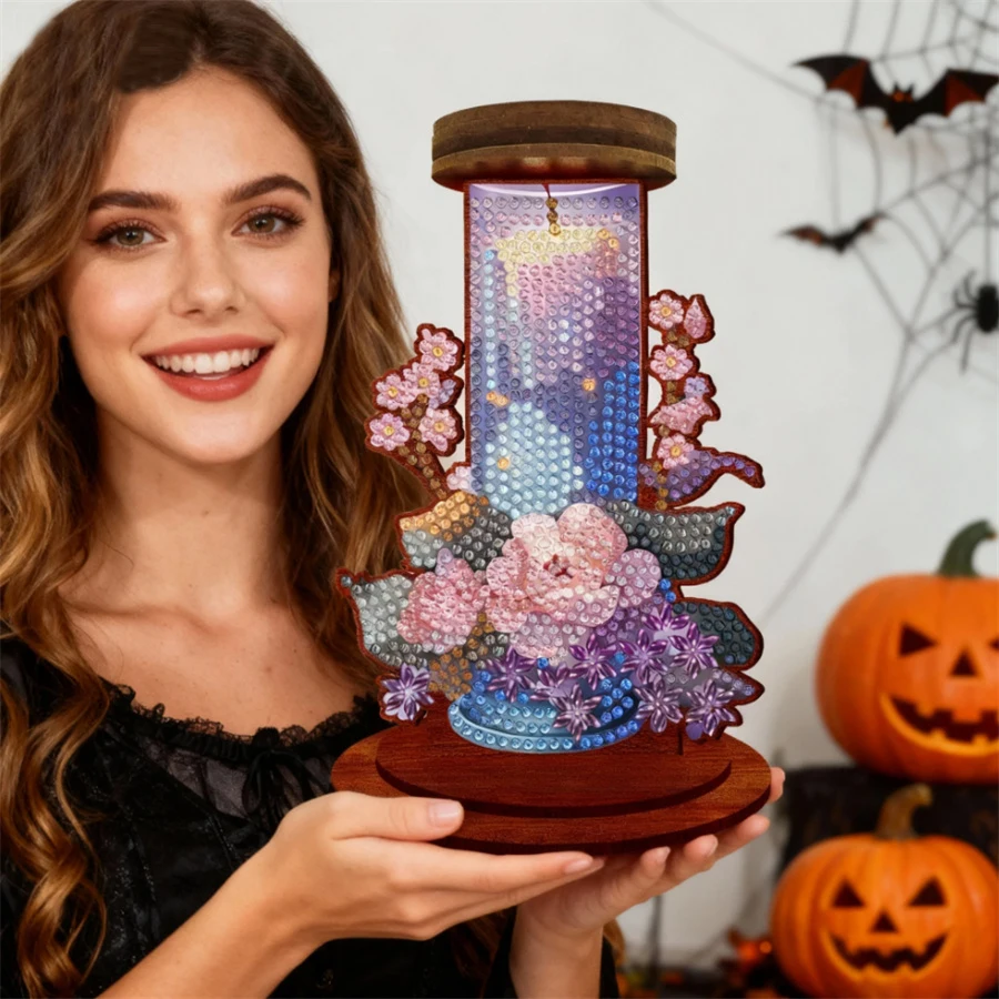 

Colorful Flowers DIY Diamond Painting Candle Holder Ornaments Desktop Tea Light Candle Holder DIY Diamond Art Mini Candle Holder