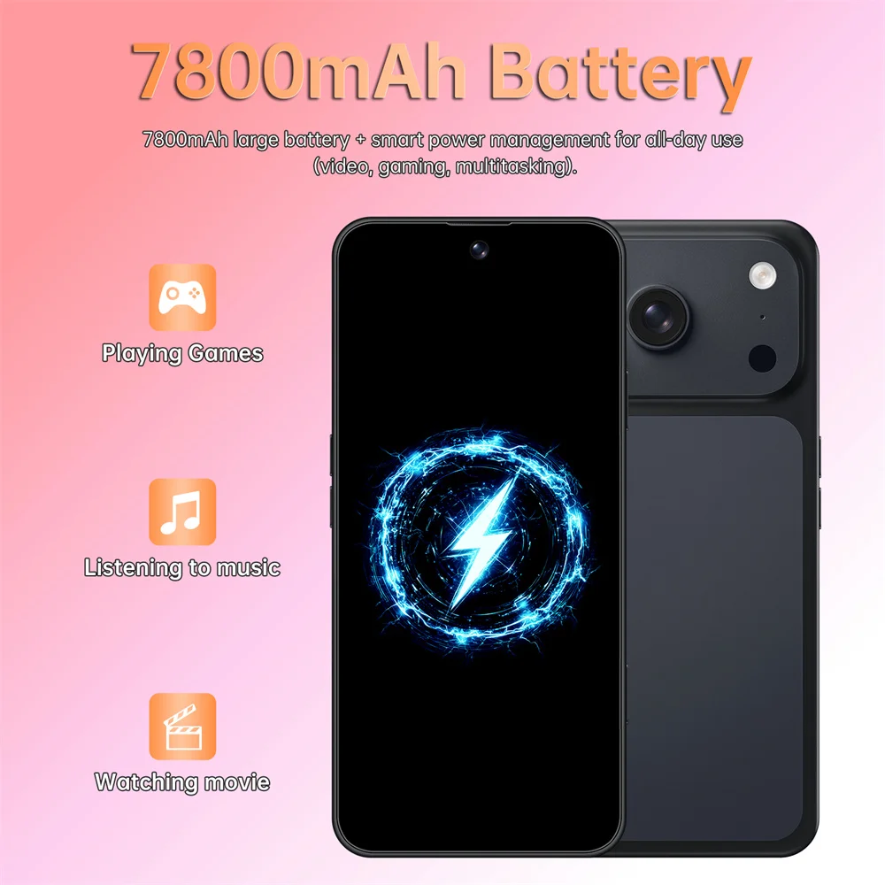 NEW HOT i17 Pro Max Original 7.3 HD Mobile Cell Phones 7800mAh 5G