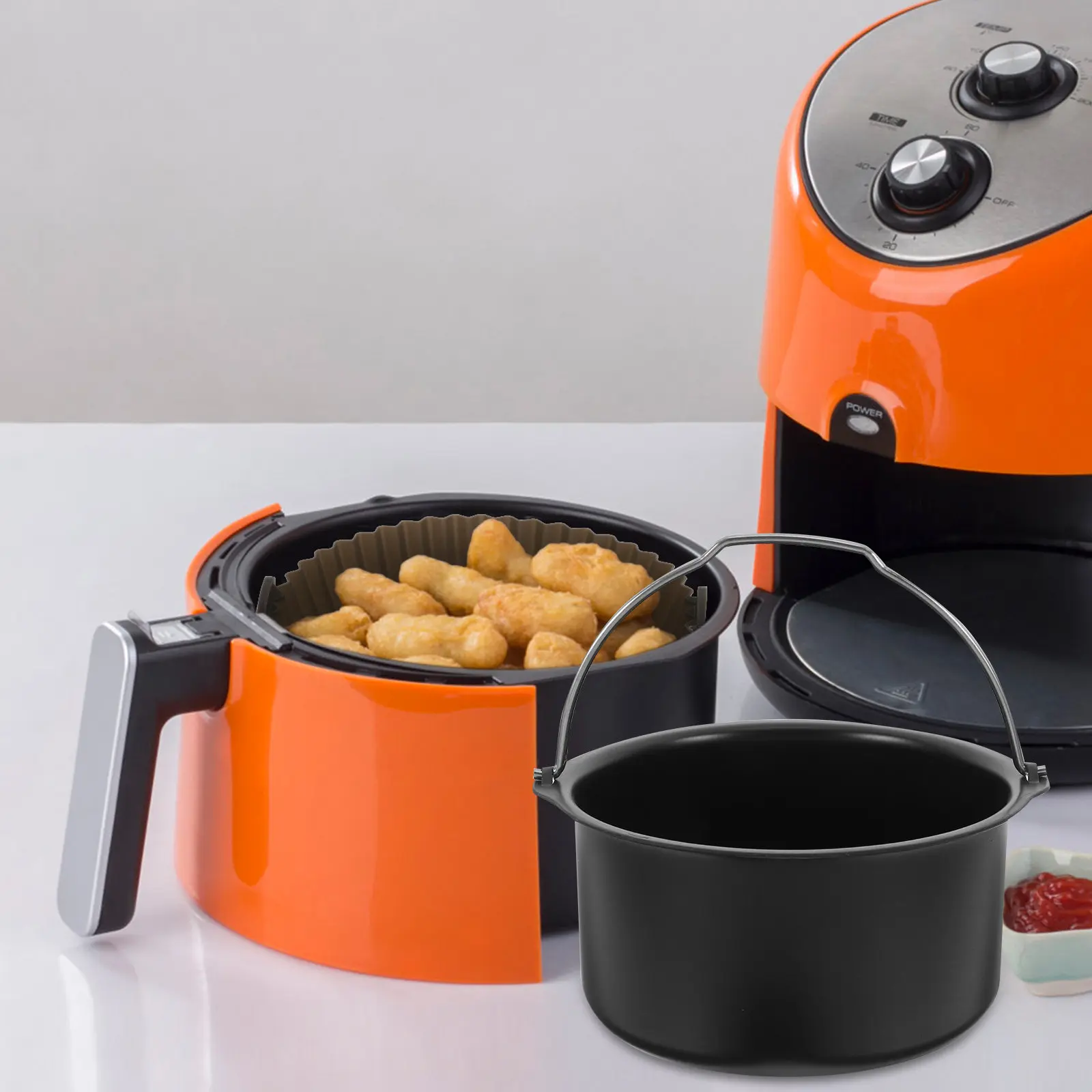 Круглая форма для выпечки для аэрофритюрницы, антипригарная, универсальная, для духовки, гриля, жарки, запекания, глубокая форма для аэрофритюрницы и духовки Круглая форма для выпечки для аэрофритюрницы, антипригарная, универсальная, для духовки, гриля, жарки, запекания, глубокая форма для аэрофритюрницы и духовки