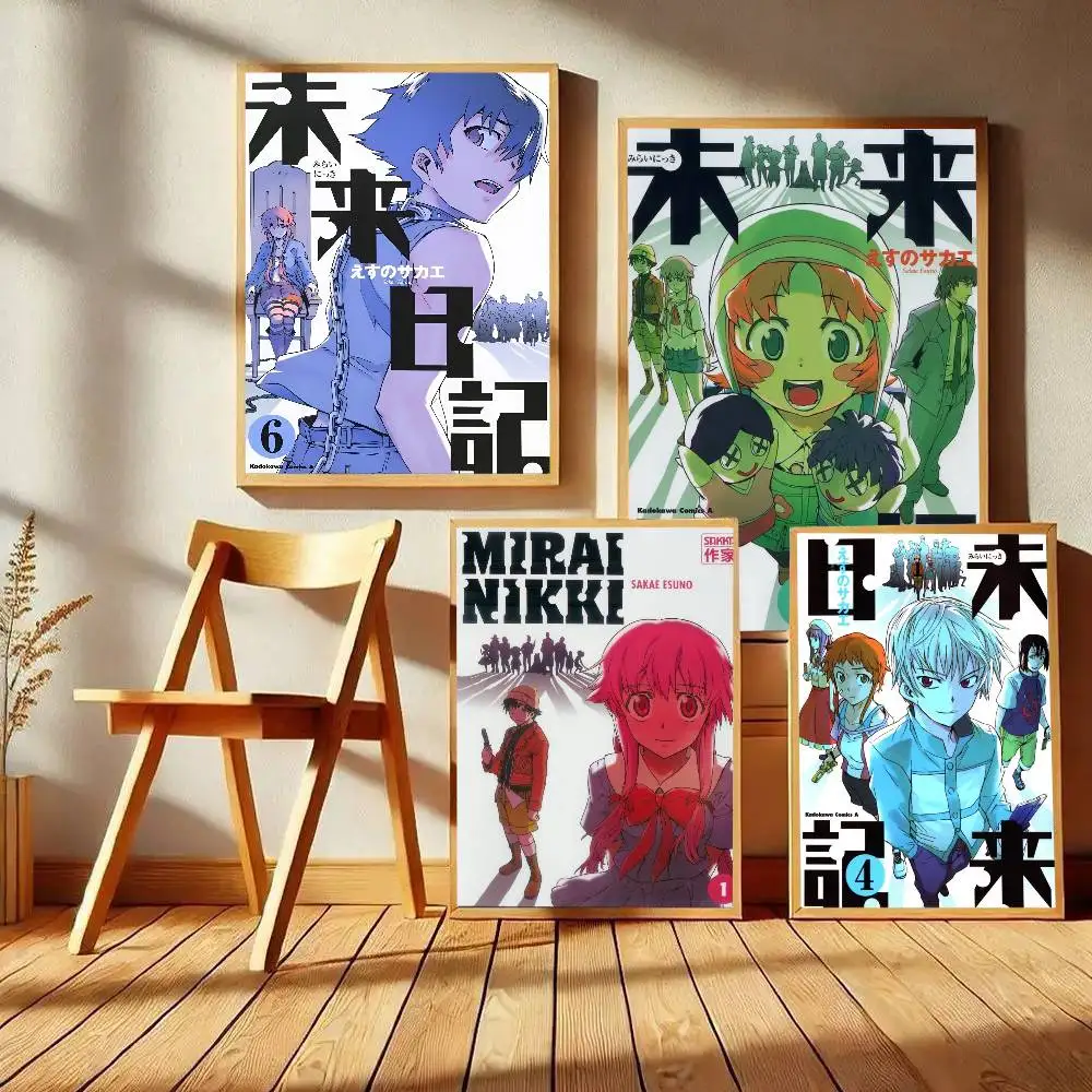 Anime Figure Mirai Nikki The Future Diary Poster Art With Prints Home Bedroom Living Room Decoration Gift