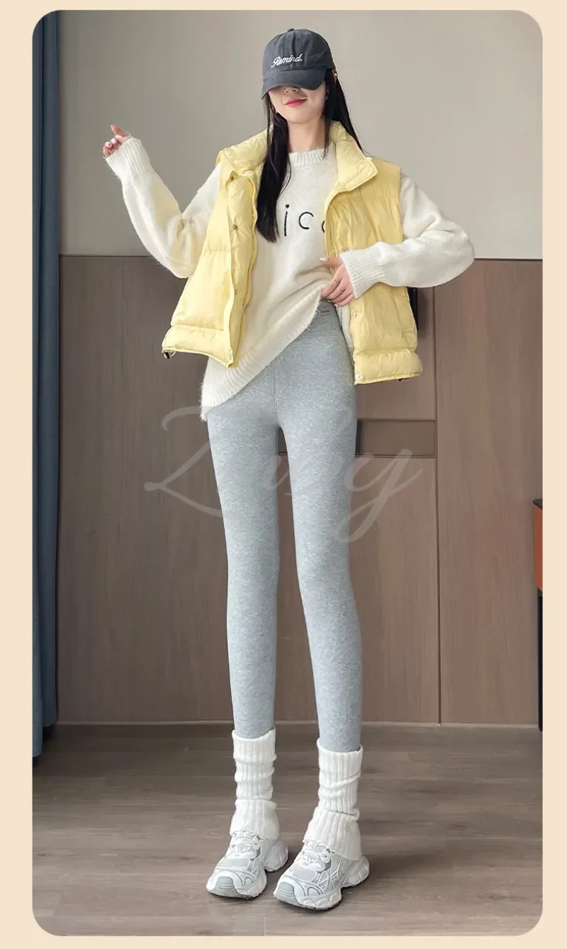 Women's Extra Thick Warm Fleece Lined Winter Leggings Elastic High Waist Thermal Pants Woman Slim Fit Solid Knit Long Trousers