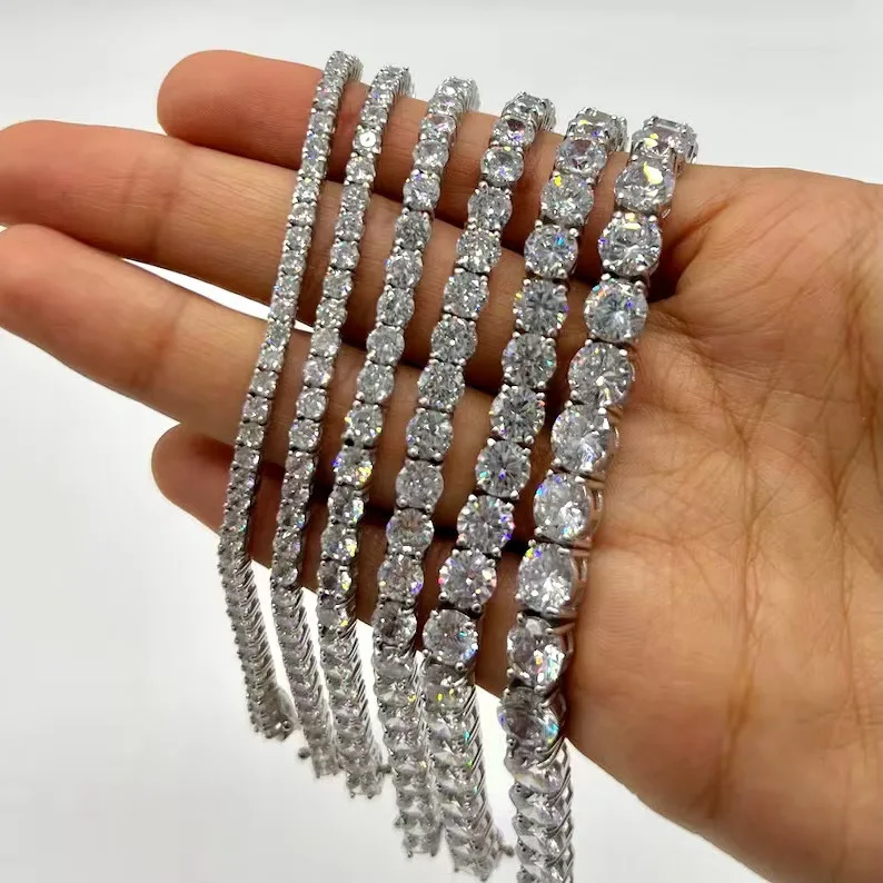 

"Elegant S925 Silver 3mm-8mm D Color Moissanite Tennis Bracelet – Unisex Fine Jewelry
