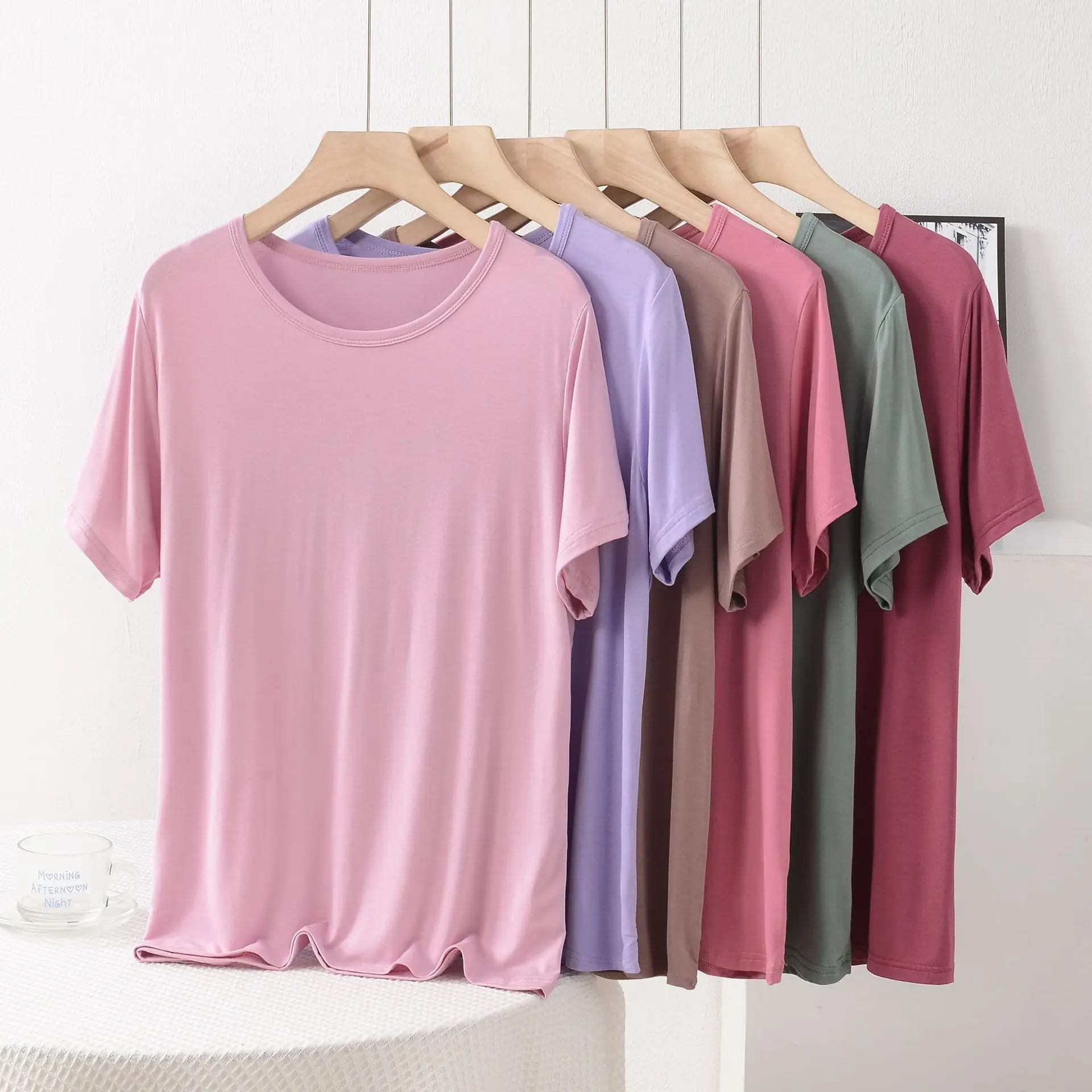 XL to 8XL Plus size Loose-fitting Modal Tshirt O-Neck short sleeved T-shirts summer women thin Tee Tops base layer Top all match