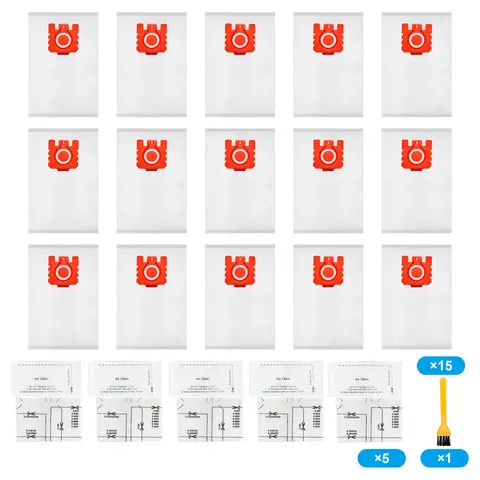 26 Pack 3D Airclean FJM Vacuum Cleaner Bags Compatible with Miele FJM Miele FJM Vacuum Cleaner, Compact C1, C2, S241, S290, S300