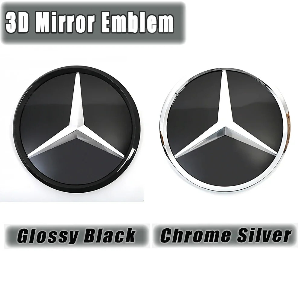 For Mercedes Benz Matte Black border and Chrome silver border decoration W204 W245 X204 Class Car Front Grille Star Emblem Logo