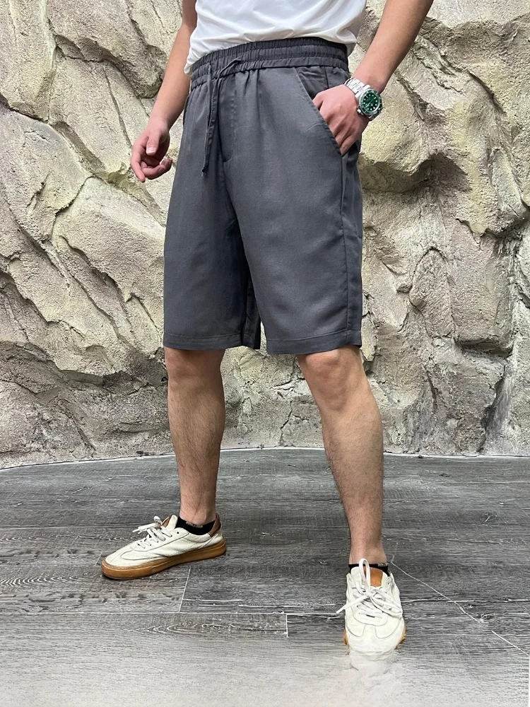 

High-End Men's Summer Breathable Linen Shorts Cool Sensation Non-Stick Lenzing Lyocell Fiber Standard Fit Comfortable Shorts