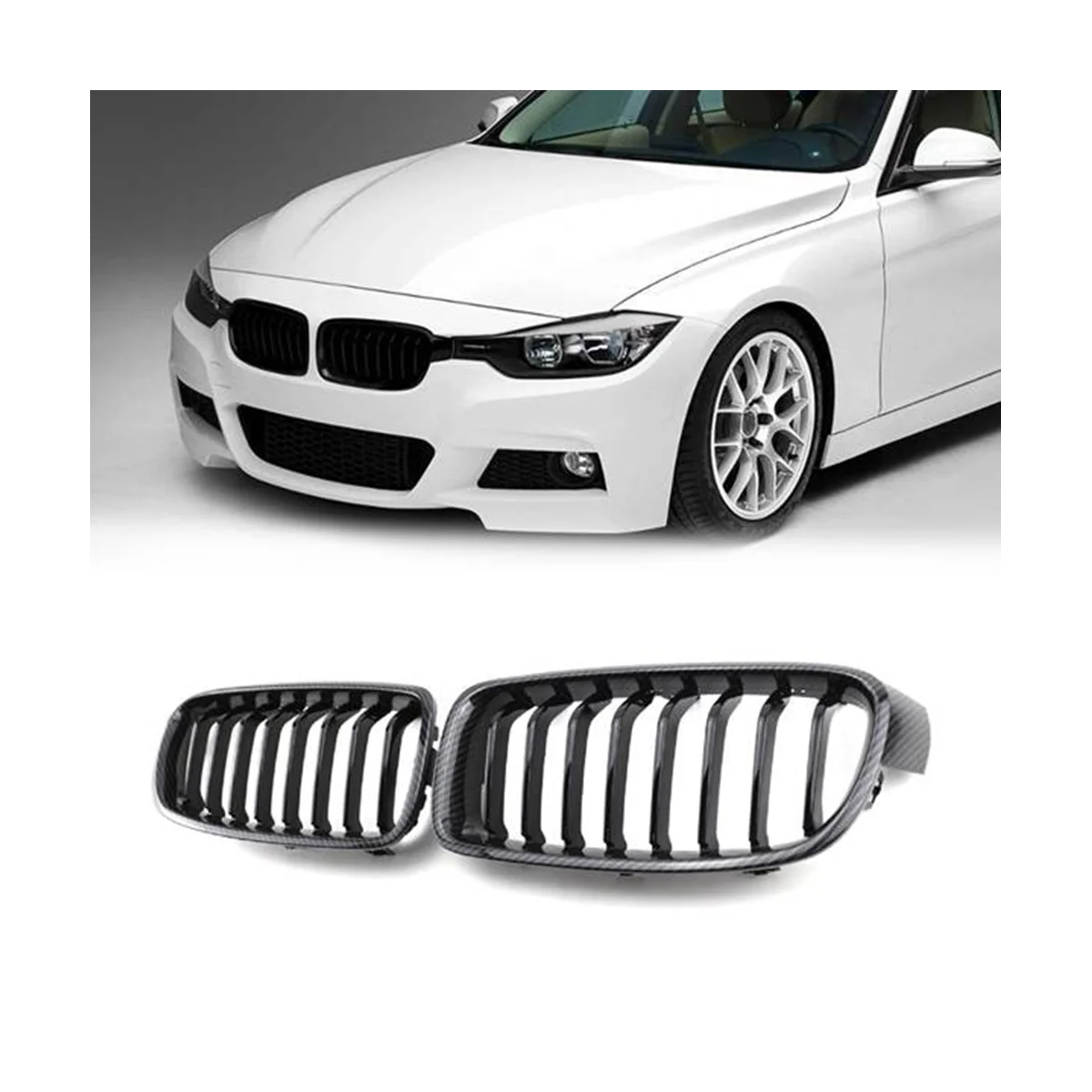 Car Glossy Black Front Hood Kidney Mesh Sport Grills for 3 Series F30 F31 F35 F80