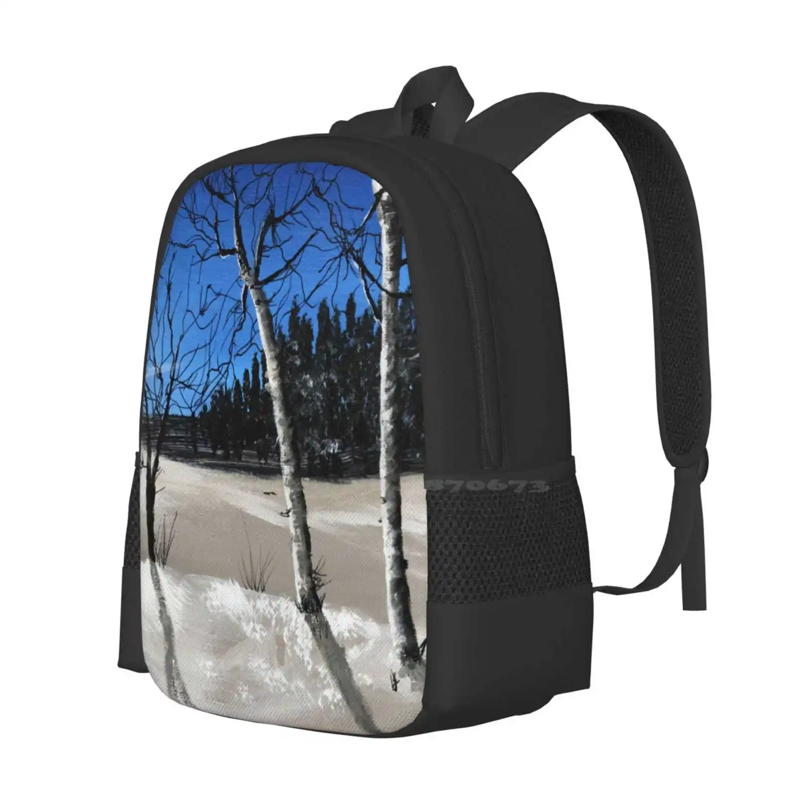 Forest In Sunny Winter-Acrylic Painting New Arrivals Unisex Bags Student Bag Backpack Trees