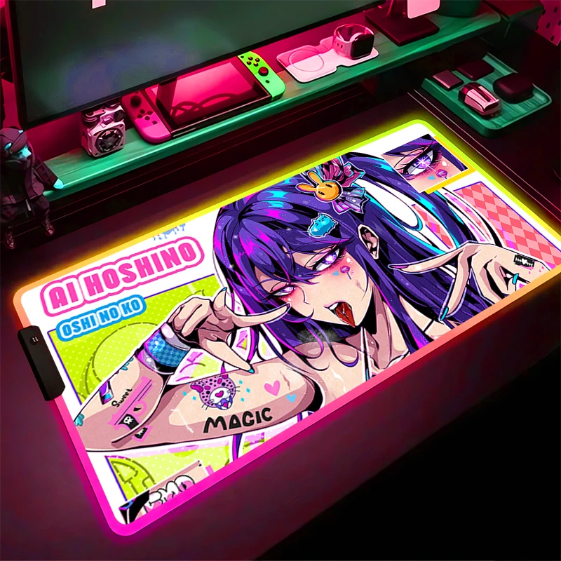 

RGB Mouse Pad Non-Slip Rubber Edge locking mousepads Game play mats notebook computer Anime sexy girl bolster Home Decor