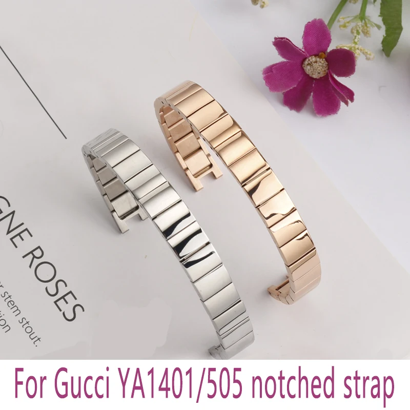 10mm Bracelet For Gucci G-C YA141401 YA141501 Notched Fine Steel Watch Strap High-quality Stainless Steel Women Watchbands Gold