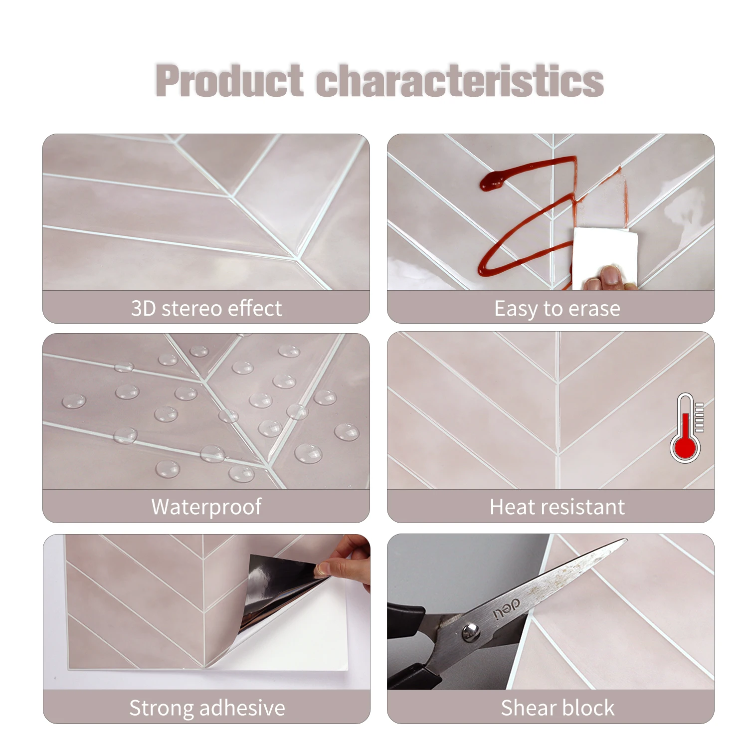 10 Pieces/set Peel and Stick Wall Tiles Waterproof Wall Stickers Easy to Install Self-Adhesive Wallpaper for Backsplash Decor
