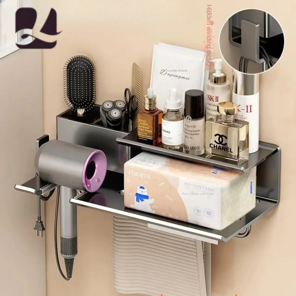 

Cream wind bathroom hair dryer shelf no punch wall-mounted bathroom hair dryer comb multifunctional storage shelf,bath shelves