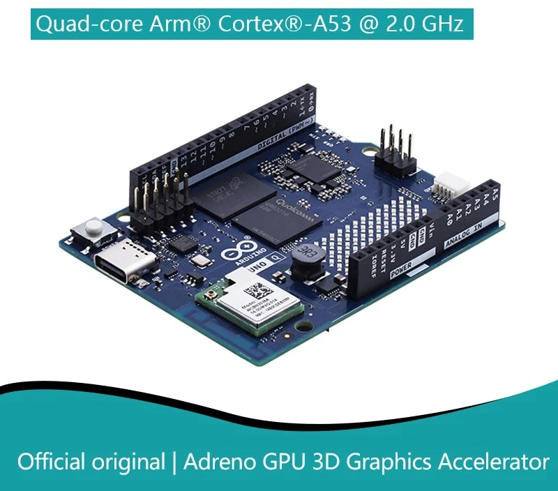 QRB2210 + STM32U585 Development Board, Adreno GPU 3D Graphics, UNO Q Compatible, Arduino IDE Support