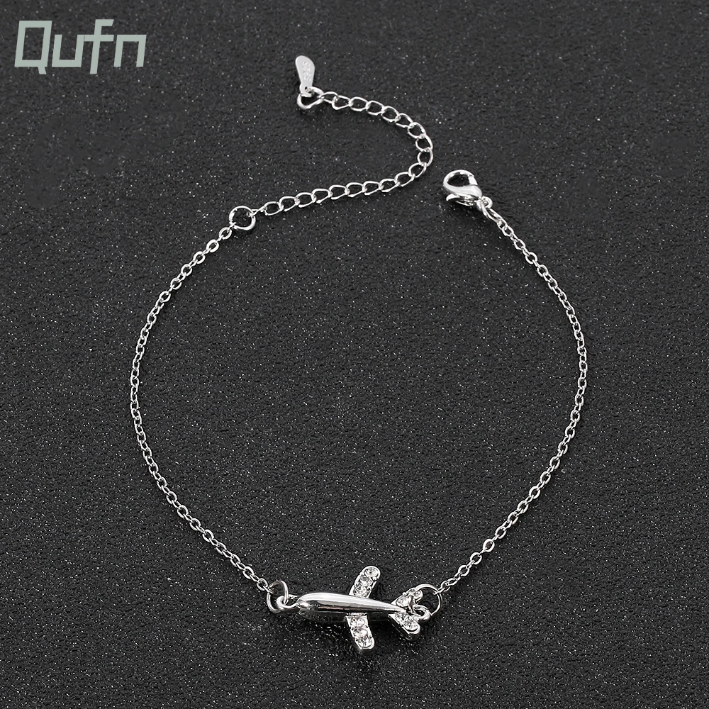 Cute Mini Airplane Pendant Literary Bracelet Trendy Girls Charm Brands Crystal Drop Aircraft Bracelet for Women Anniversary Gift