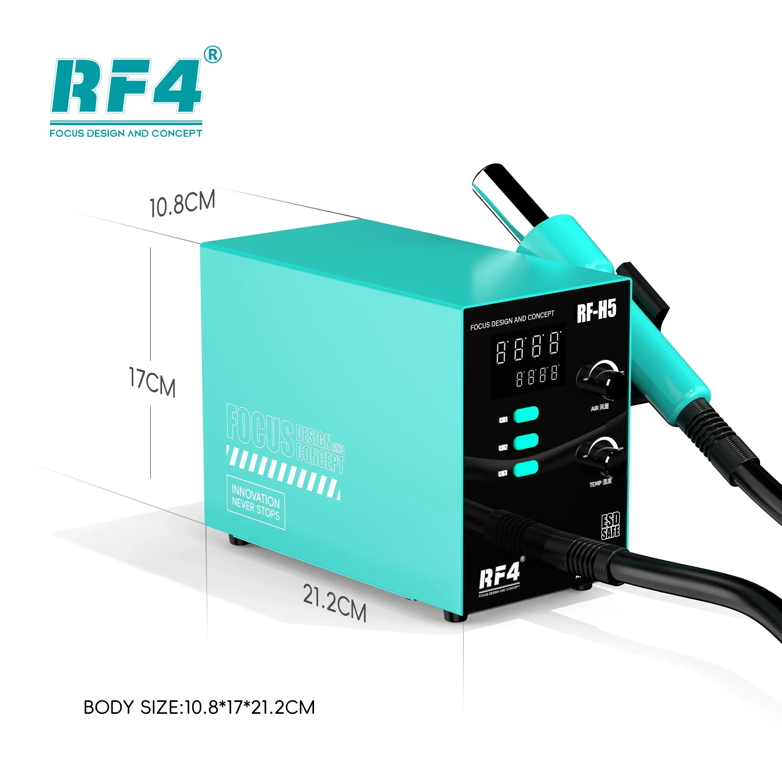 Imagem -06 - Calor Air Gun Estação de Solda Rápido Abaixo Soldagem Pistola de ar Quente Reparação Bga Chip Estação de Retrabalho Rf-h5 Reparação Eletrônica Rf4 800w