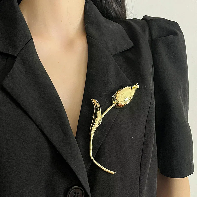 المألوف ريترو توليب بروش للنساء الفتيات رائعة ضوء الفاخرة دعوى دبابيس تنوعا الصدار الملابس والاكسسوارات الهدايا #3