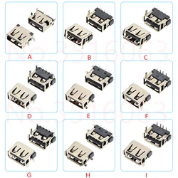 10Pcs Type A USB 2.0 Female Socket Connector AF10.0mm 2Pin/4Pin With Curling/without Curling Dip Smd 10MM