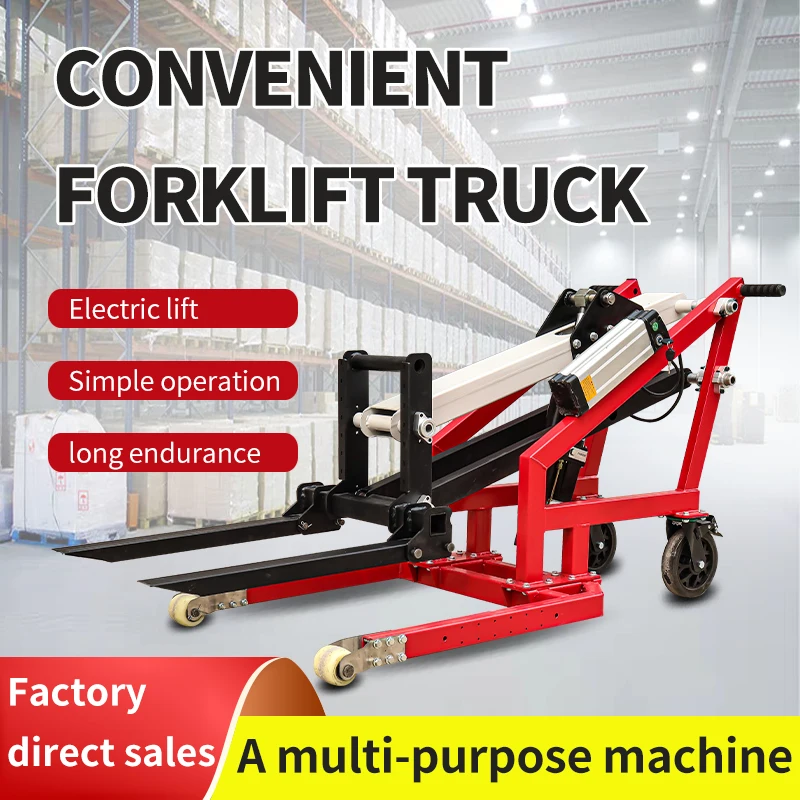 Port Le Electric Hydraulic Forklift Small Curved Arm Hand Pushing Elevator Stacking Car 500 Kg Loading And Unloading Tool