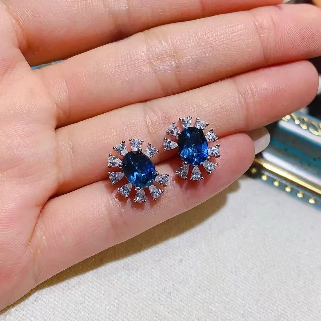 KJJEAXCMY High End Women's Earrings Natural Topaz S925 Silver with Electroplating Boasting High Clarity Full Brilliance