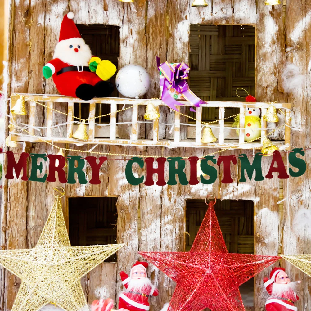 

Merry Christmas Letters Banner Burlap Bunting Natural Felt Material Party Wedding Shower Hanging Garland Hanging Banner