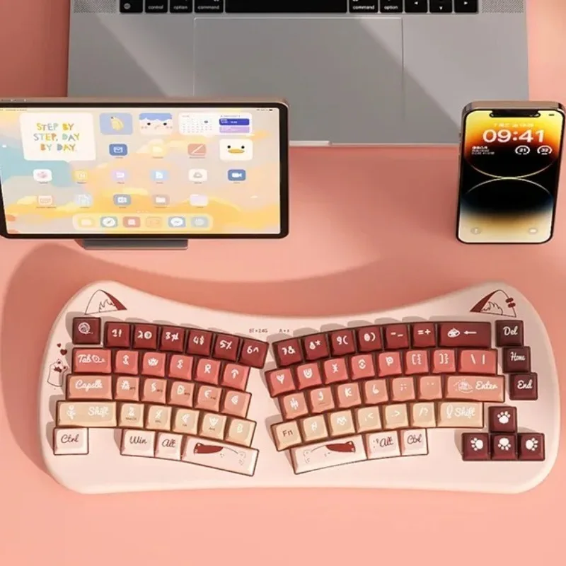 BOW K666DL Ergonomic Alice Keyboard Wireless Tri-mode ABS Lightweight Portable Business Office Keyboard Laptop Ipad Accessories