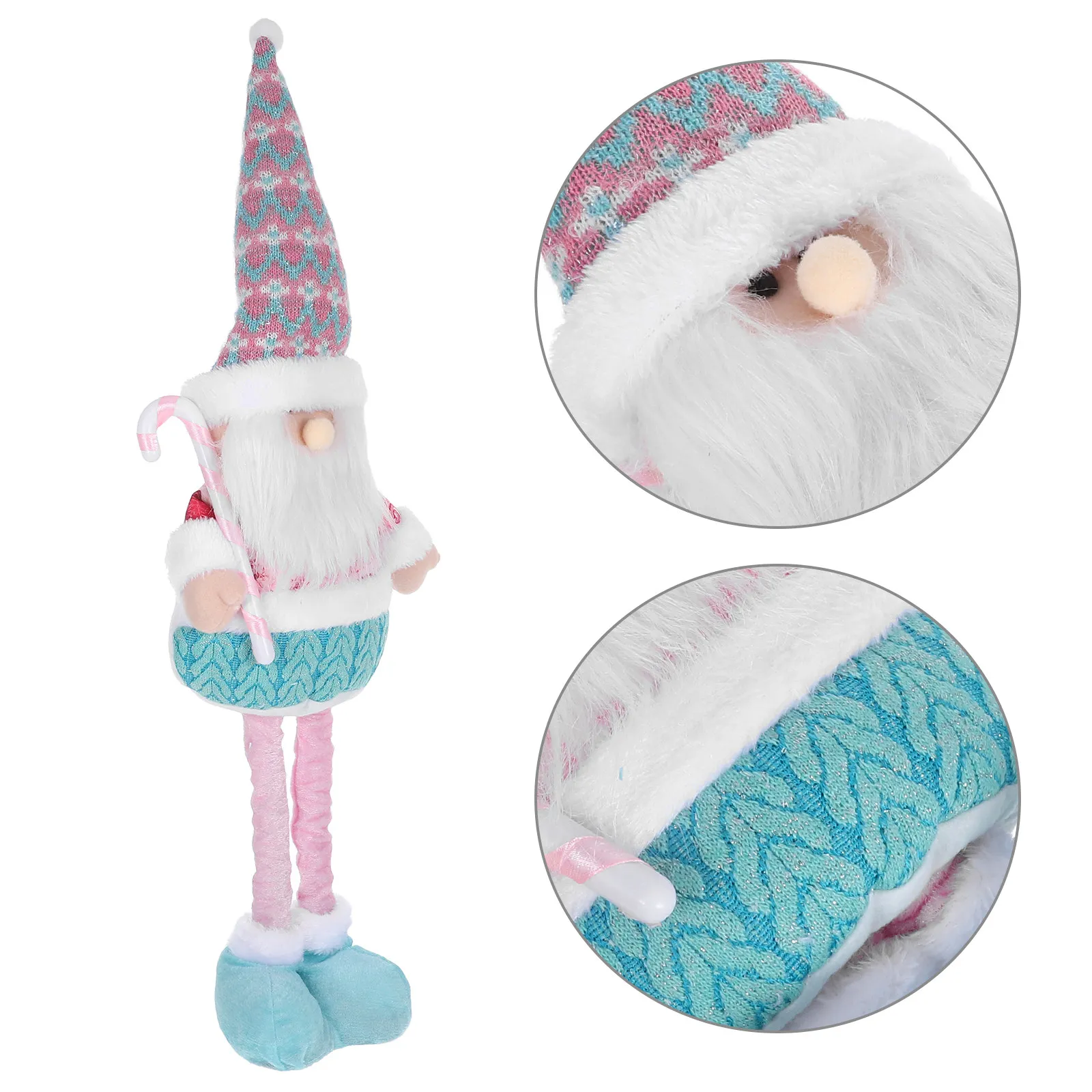 Christmas Santa Claus Standing Decoration Extendable Legs Telescopic Xmas Ornament 25.5 Inch Holiday Tabletop Desktop Decor