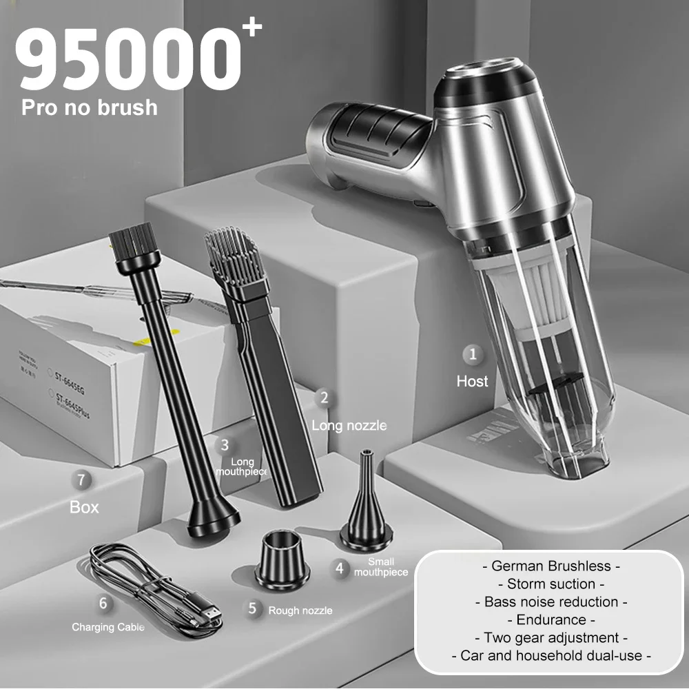 

Car Vacuum Cleaner 95000PA Strong Suction Handheld Wireless Vacuum Cleaner Blower 2 in 1 Portable Vacuum Cleaner For Car Home