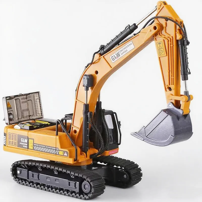 

1:40 Excavator Classic Alloy Diecast Toy Model Engineering Sound Light Pull Back Construction Play Collection Gifts For Children