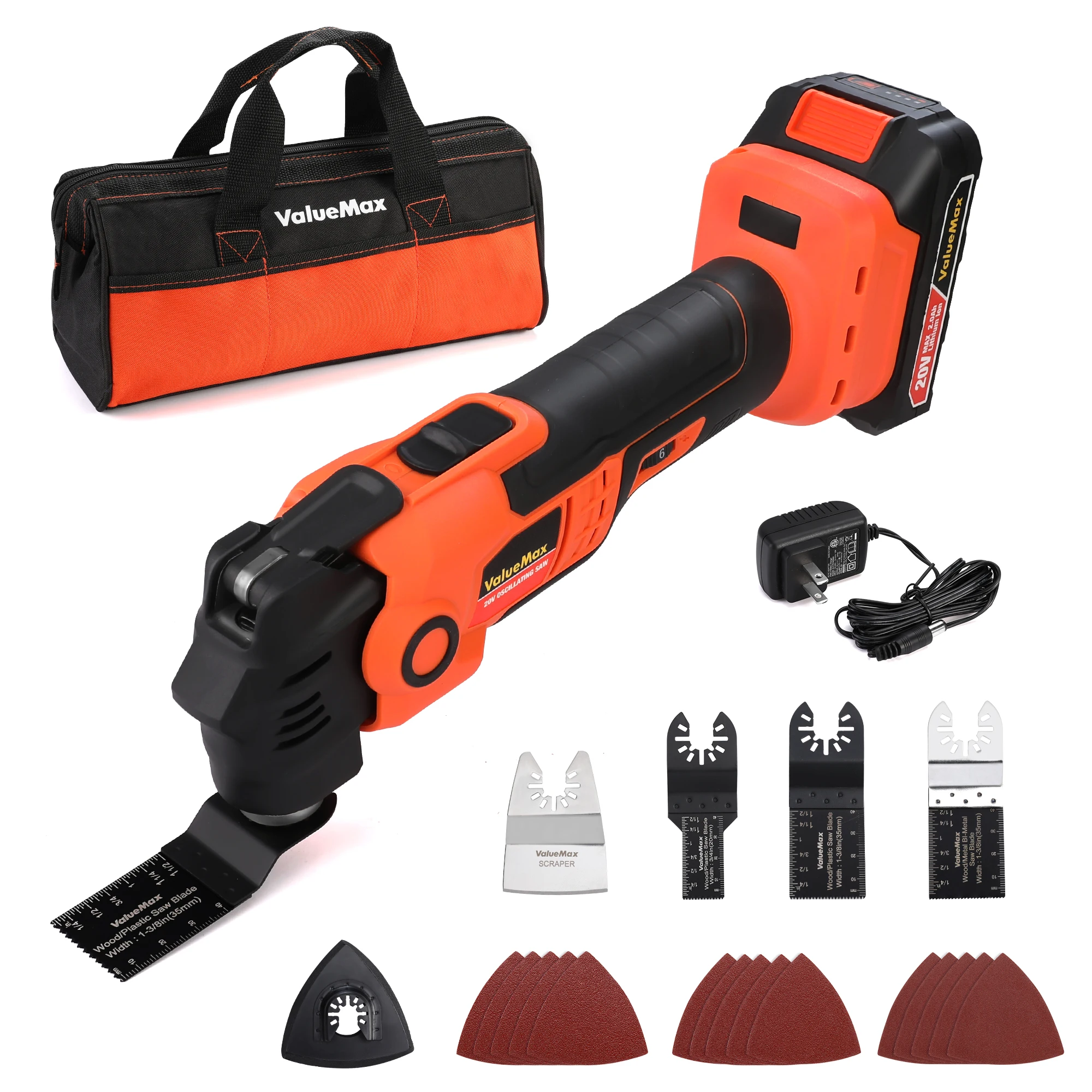 ValueMax 20V Cordless Oscillating Tool with Battery 3.6°Oscillation Angle Oscillating Saw, 6 Variable Speed