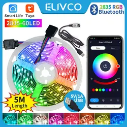 Tuya Smart Bluetooth Led Strip Lights RGB 2835 5V USB Smart Life App Control for Desktop Screen TV BackLight Flexible Diode Tape