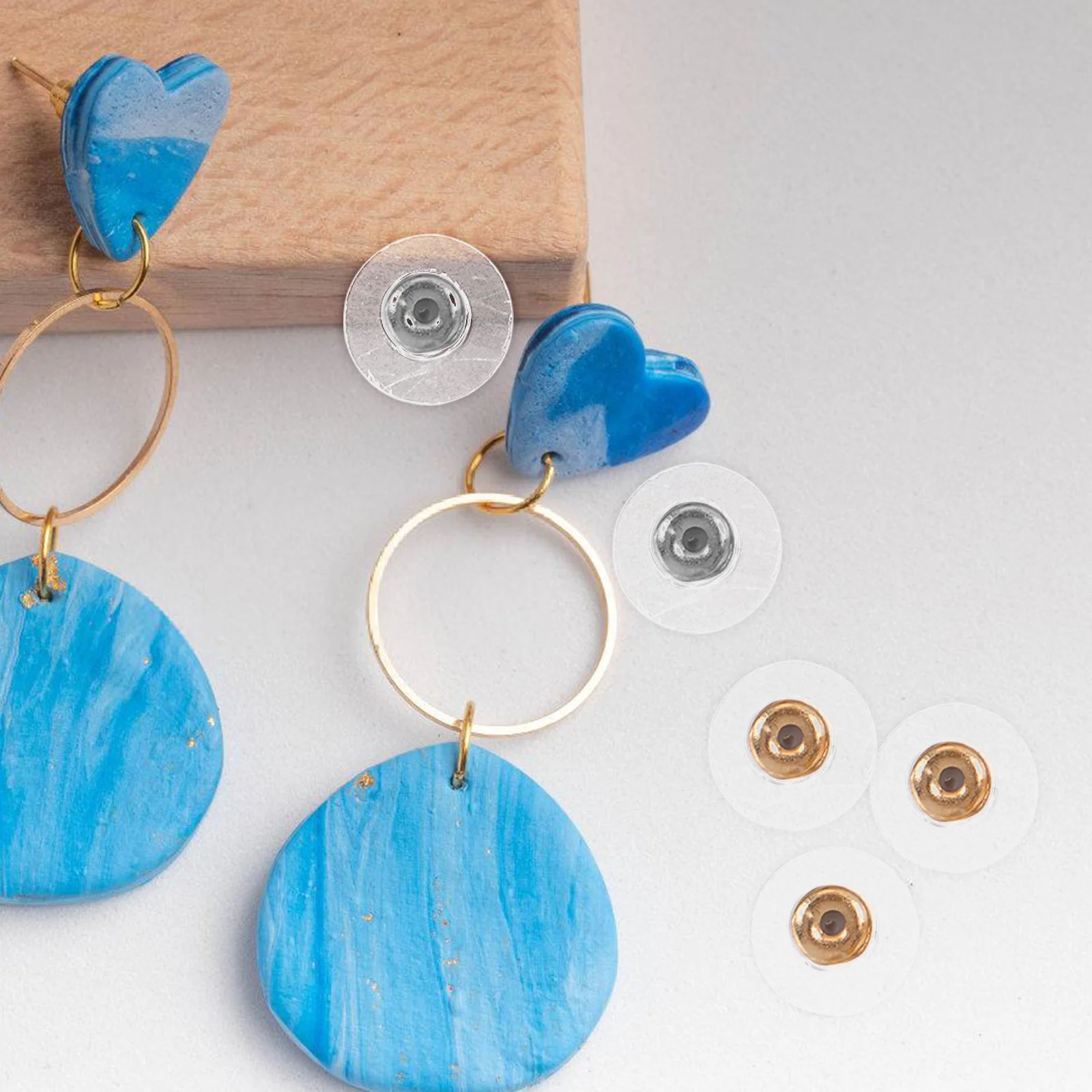 

1 set Earring Backs Plastic Stoppers Metal Locking Diy Jewelry Making Accessories Repair Replacement Secure Stopper Plug