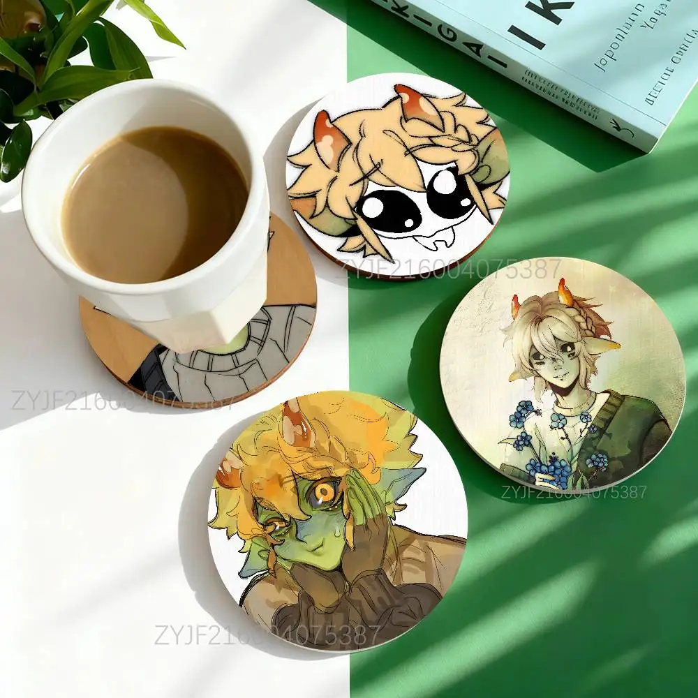 

M-Mushroom Oasis Mychael Round Wooden Coasters For Design Suitable for Drinks Tea,Coffee Home Perfect Gift Holidays